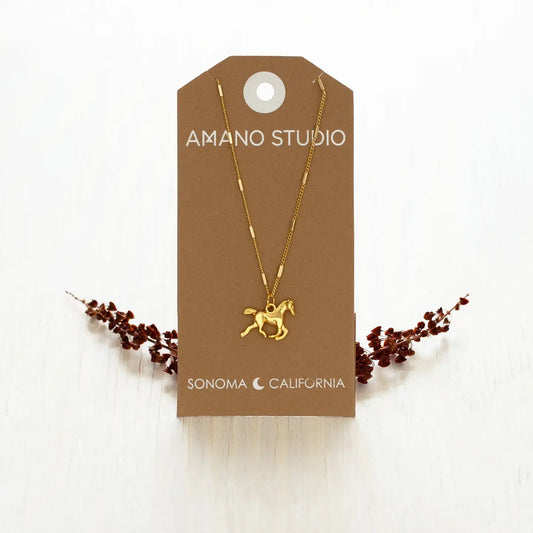 necklace - year of the horse charm - 20" chain - 14kgp by amano studio