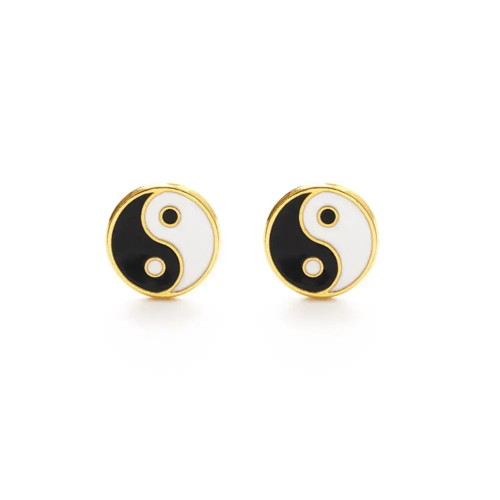 earrings - yin yang studs - gold plate brass by amano studio