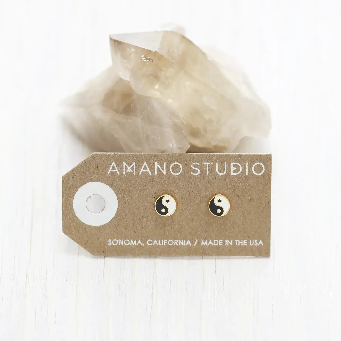 earrings - yin yang studs - gold plate brass by amano studio