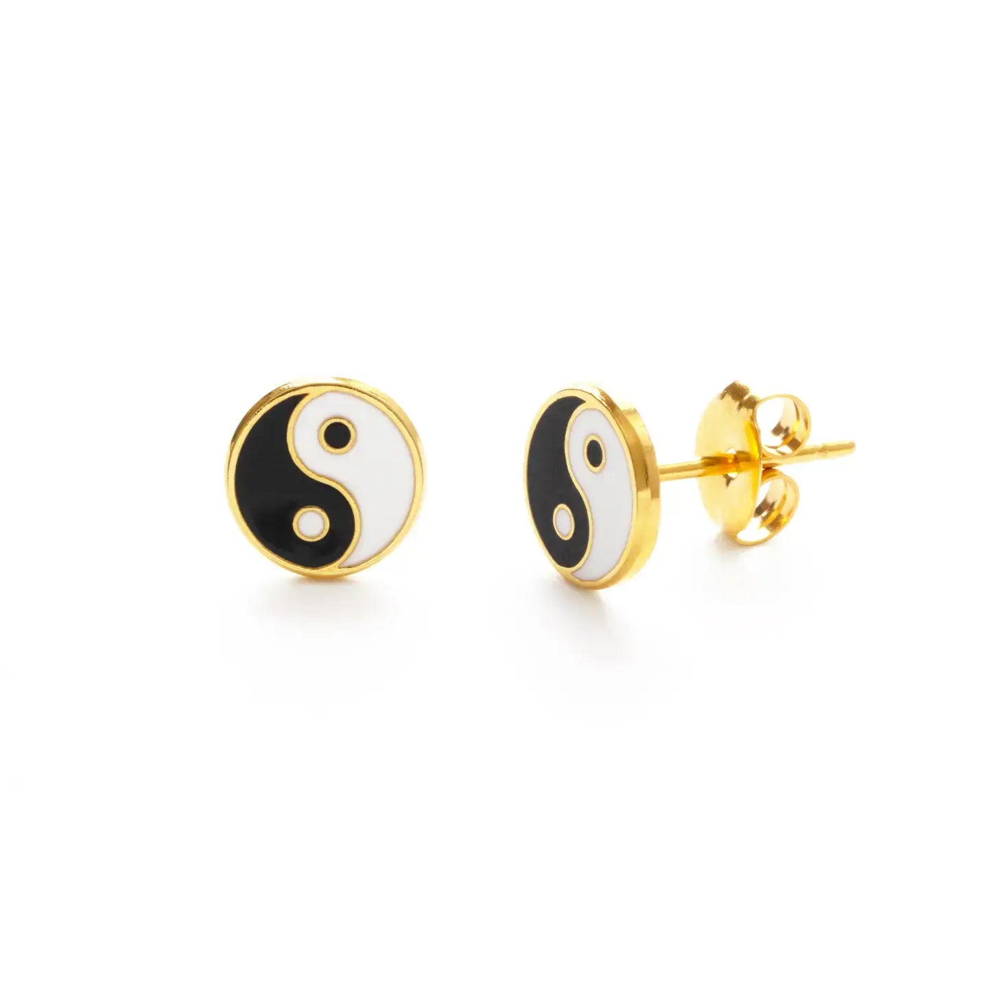 earrings - yin yang studs - gold plate brass by amano studio