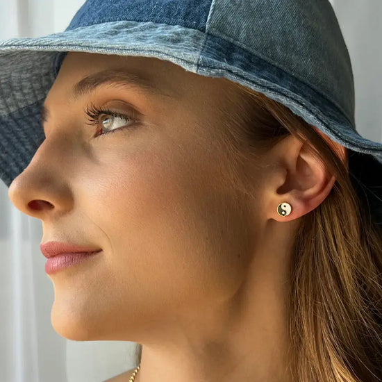 earrings - yin yang studs - gold plate brass by amano studio