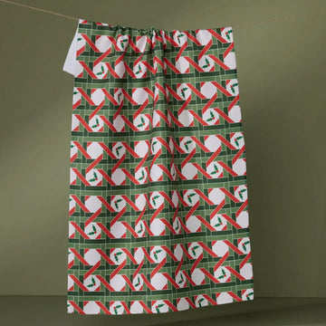 tea towel - microfiber holiday - yuletide lattice by geometry house