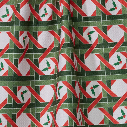 tea towel - microfiber holiday - yuletide lattice by geometry house