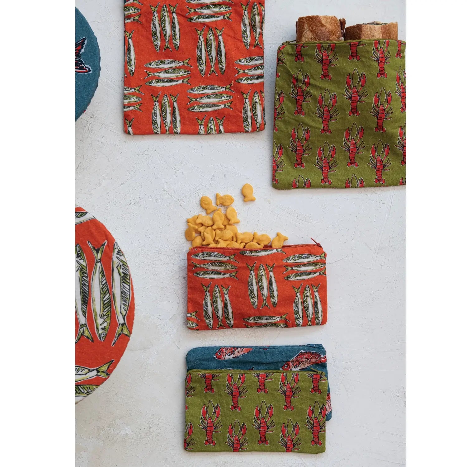 pouch - food-safe 7x4 - sea life by creative co-op
