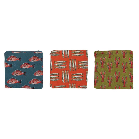 pouch - food-safe 7x7 - sea life by creative co-op