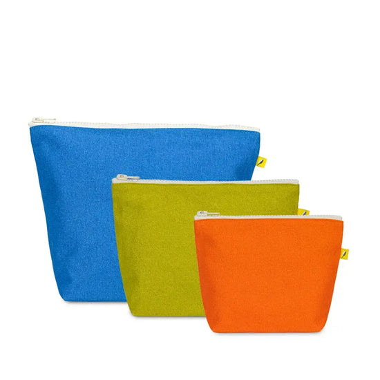 bag - zip - set of 3 - solids orange citrus cobalt by fluf