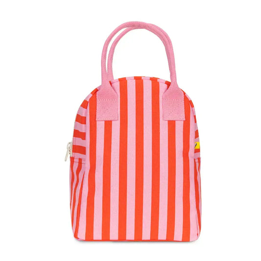bag - zipper lunch - awning stripe pink by fluf